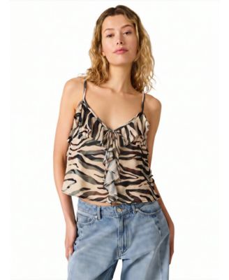Women's Zebra Mesh Sleeveless Top