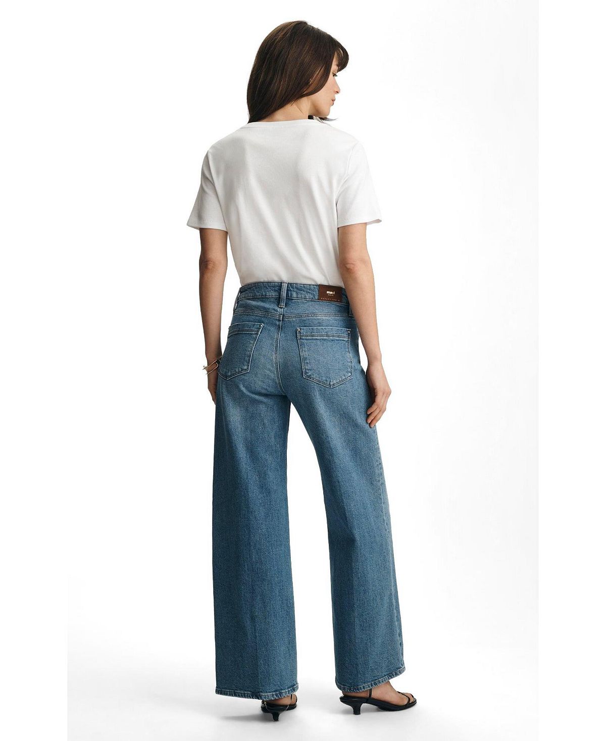 Mavi Jeans Women's Paloma Mid Rise Wide Leg In Mid Rise Mid Brushed Gold Premium view 3 — MAYCSS fashion products