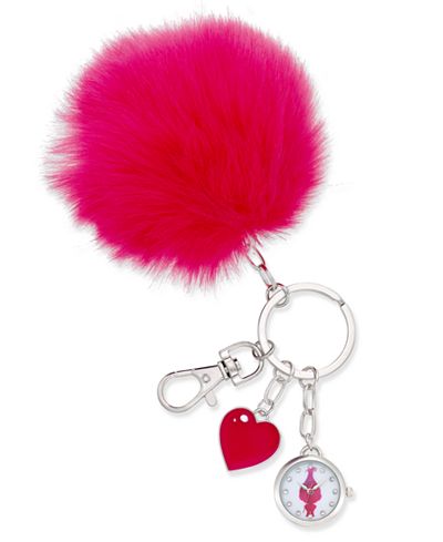 DreamWorks Trolls Women's Faux-Fur Pink Pom Pom Keychain Watch 23mm TRLAQ16080