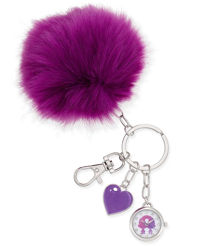 Purple pom pom keychain sales