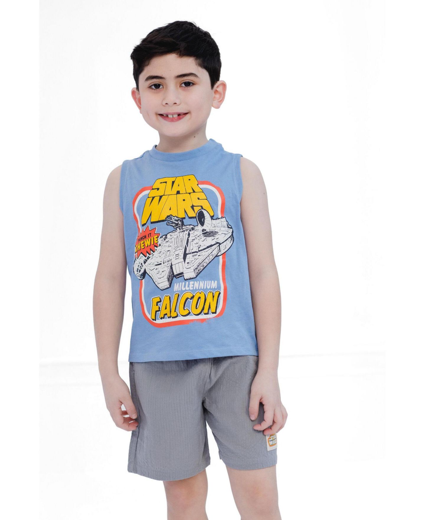 Детский комплект Star Wars Little Boys Millennium Falcon 5-20 Sleeveless 2-Piece Tank Top and Shorts Set, цвет: Синий / Серый — фото 2