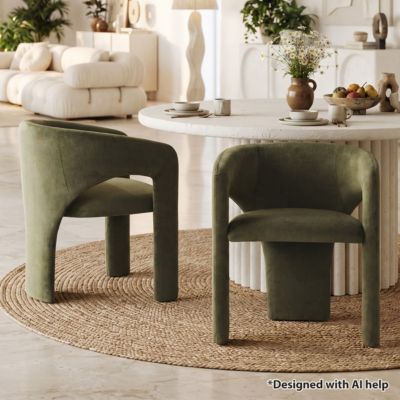 Modern Velvet Barrel Dining Chairs Set of 2, Burgundy Upholstered Curved Back, Wraparound Accent Side Chairs for Dining Room and Kitchen