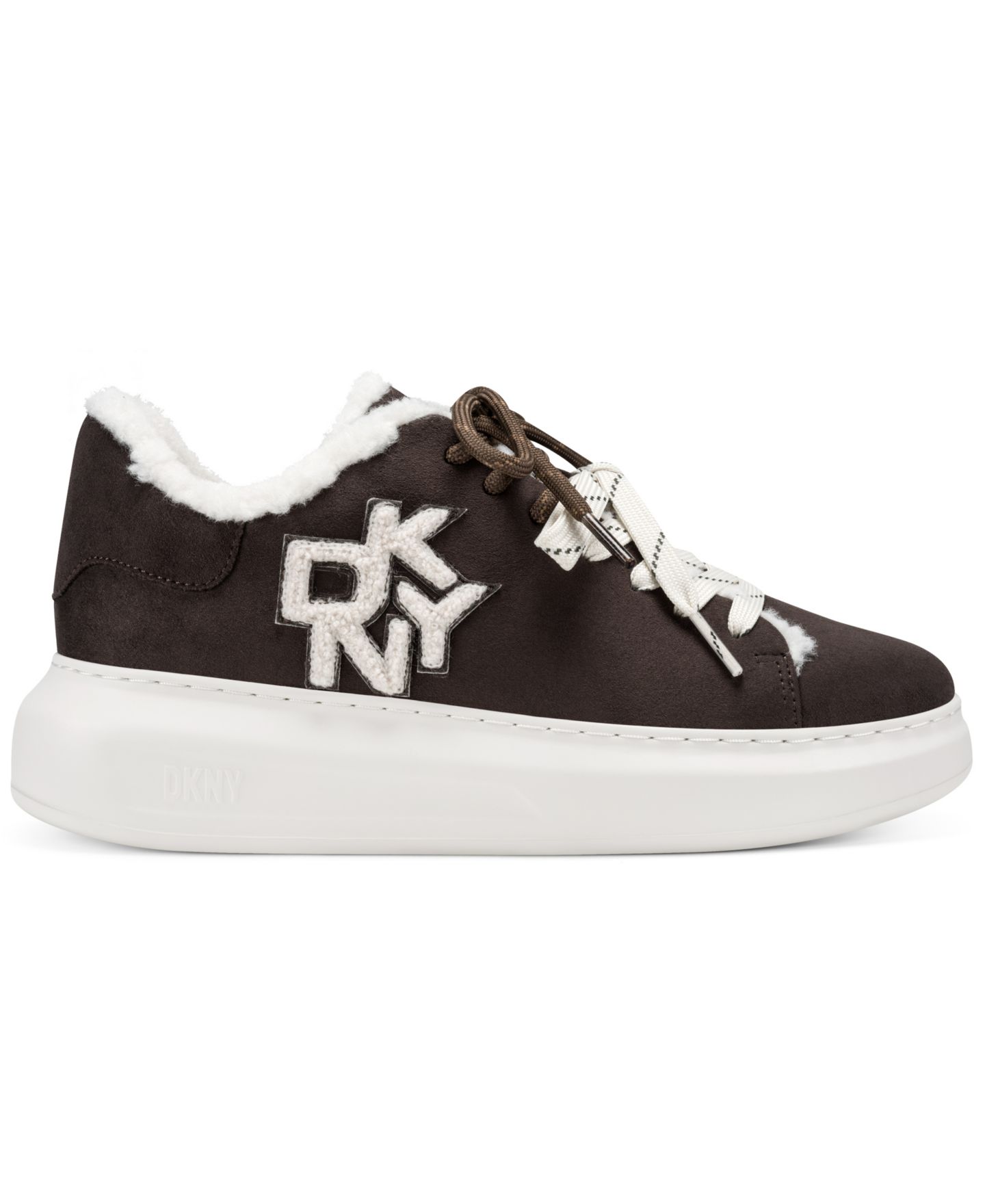 Женские кроссовки DKNY Keira Fur Lace-Up, цвет: Коричневый — фото 2