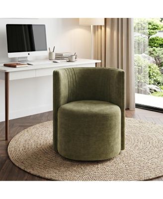 Upholstered Desk Chair for Office, Textured Barrel Office Chair, Tub Seat with Hidden Casters, Curved Back
