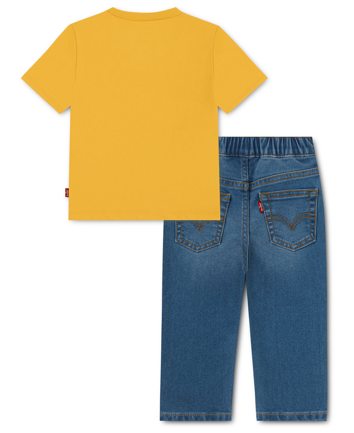 Детский комплект Levi's для малыша: футболка с мотоциклом с коротким рукавом и джинсы, цвет: Золотой — фото 2