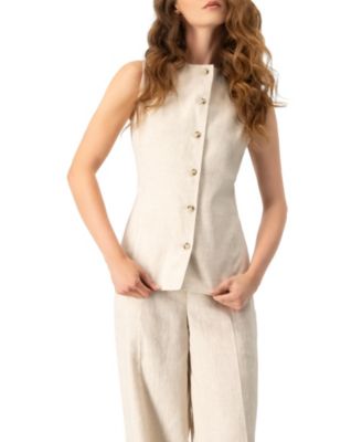 Women's Linen Tailored Vest