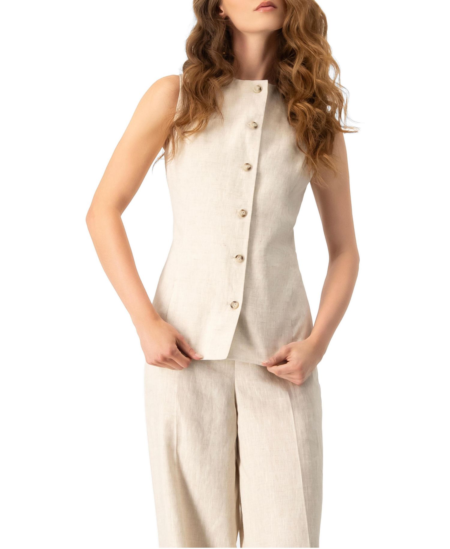 Women's Linen Tailored Vest