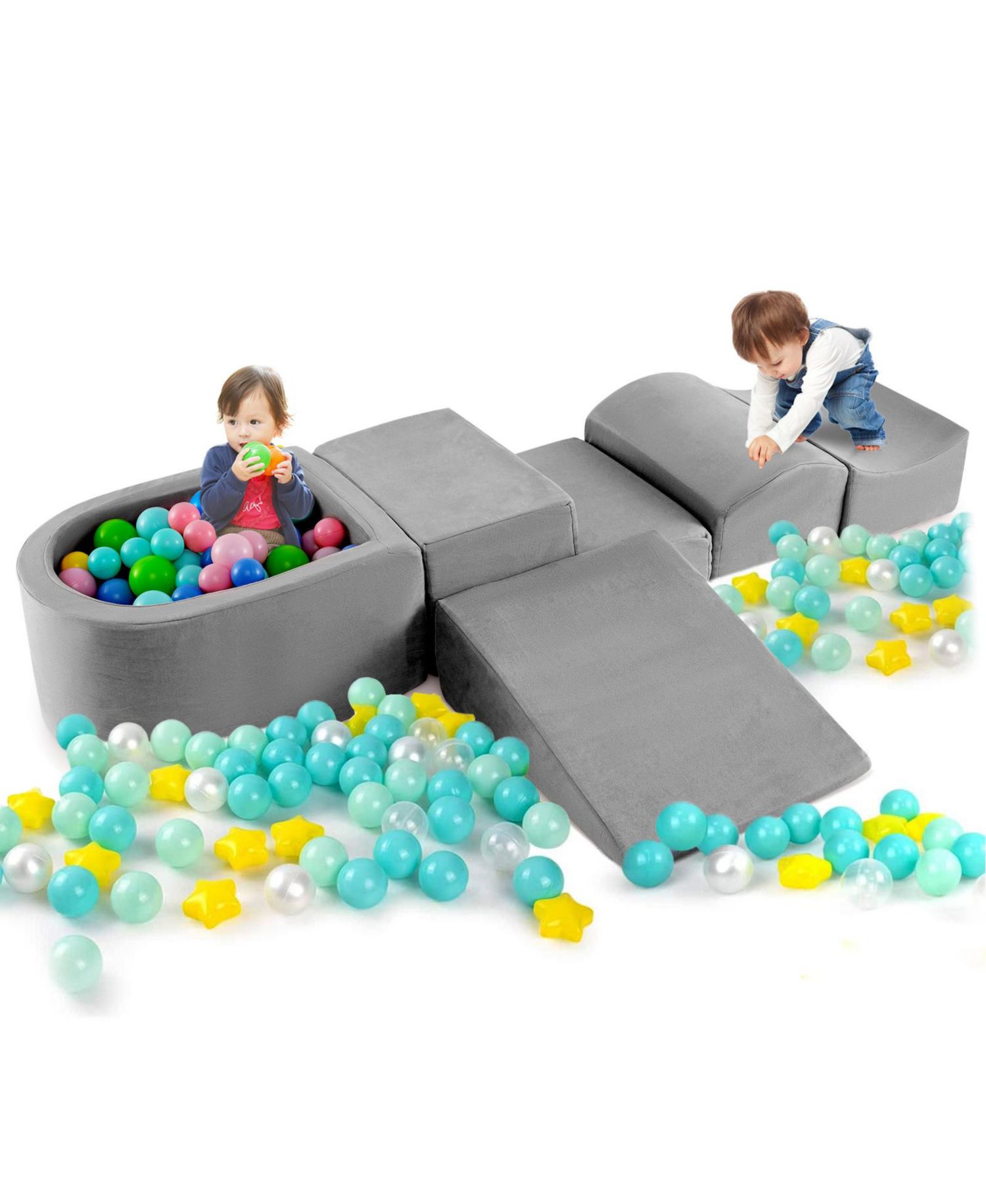 Kids 5-Piece Climb and Crawl Foam Play Set with Ball Pit