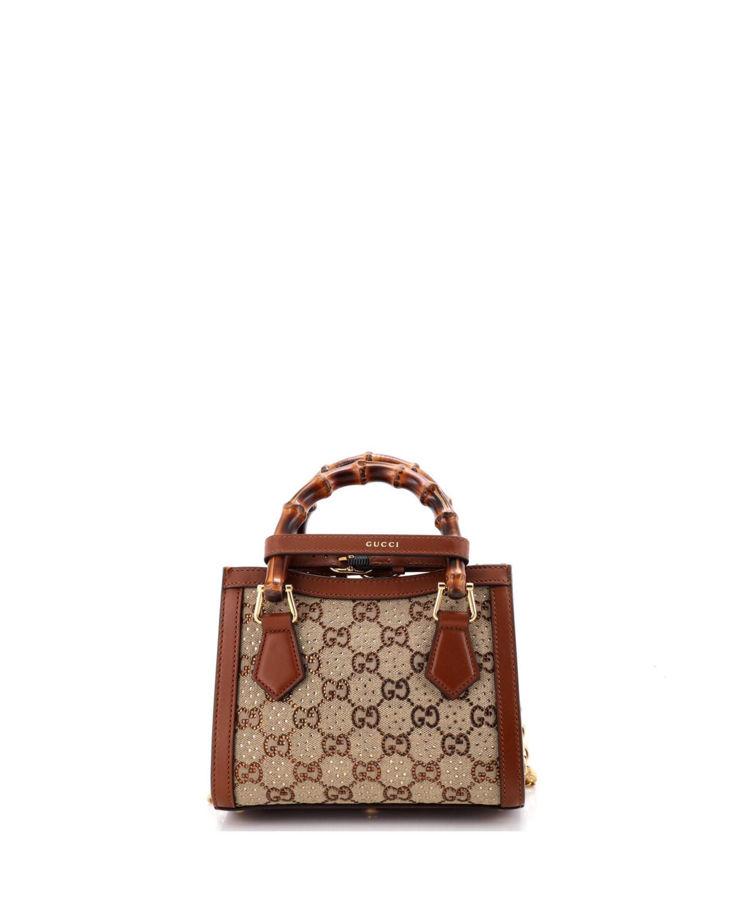 Mini Diana NM Bamboo Handle Tote Crystal Embellished GG Canvas