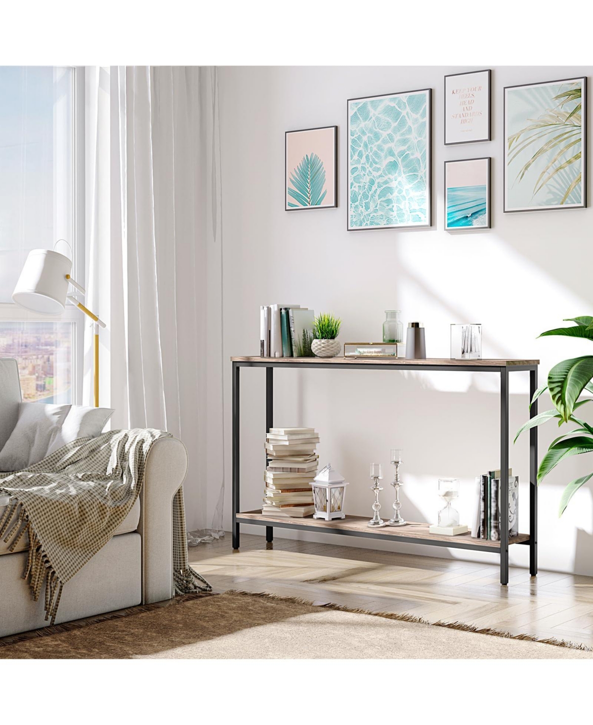 Slickblue Entryway Narrow Console Table with Open Storage Shelf