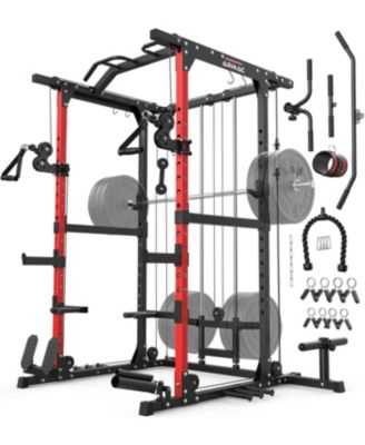 Power Cage, 1500LBS Multi-Function Power Rack with Dual Cable Crossover System, Weight Cage