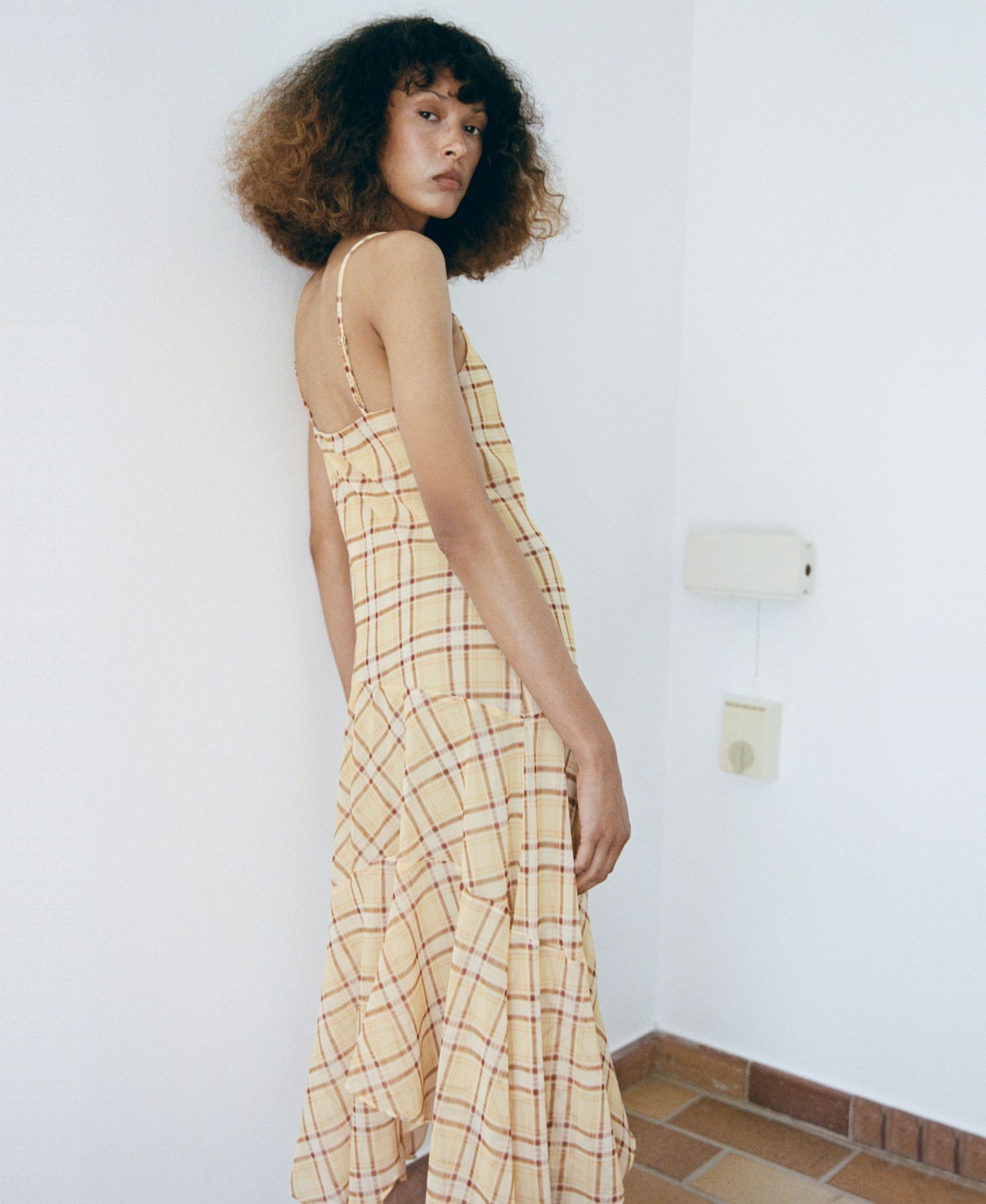 Women's Check Asymmetrical Dress
