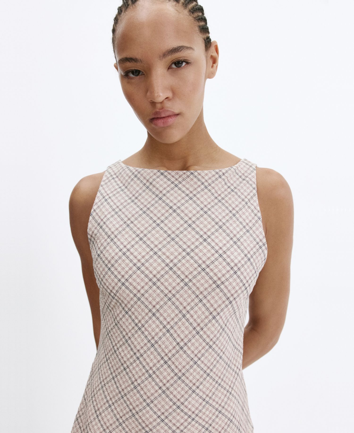 Women's Back Detail Checkered Dress