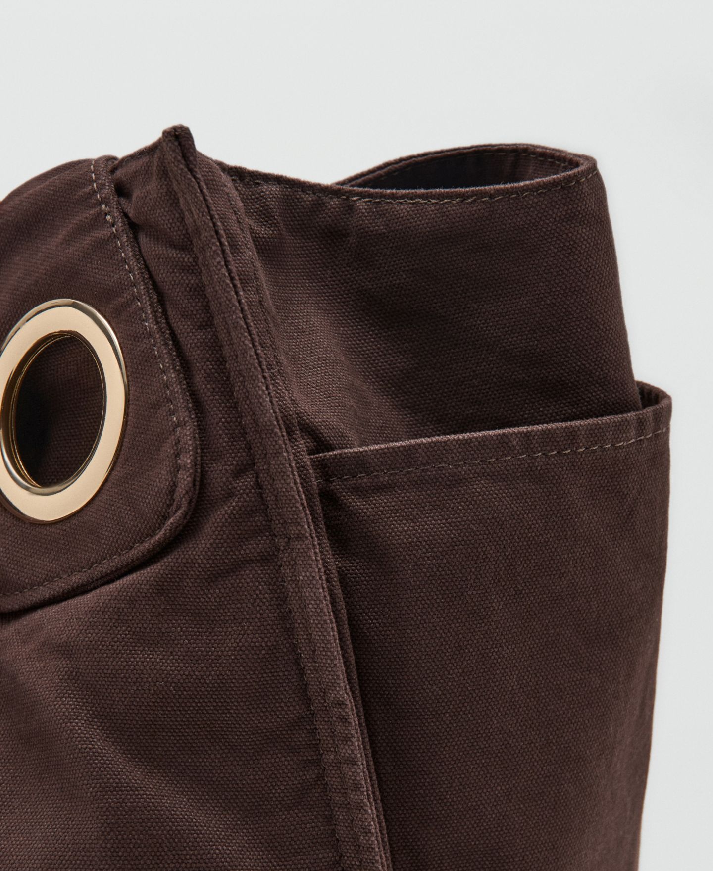 Женская сумка MANGO Eyelets Canvas, цвет: Тёмный коричневый — фото 3