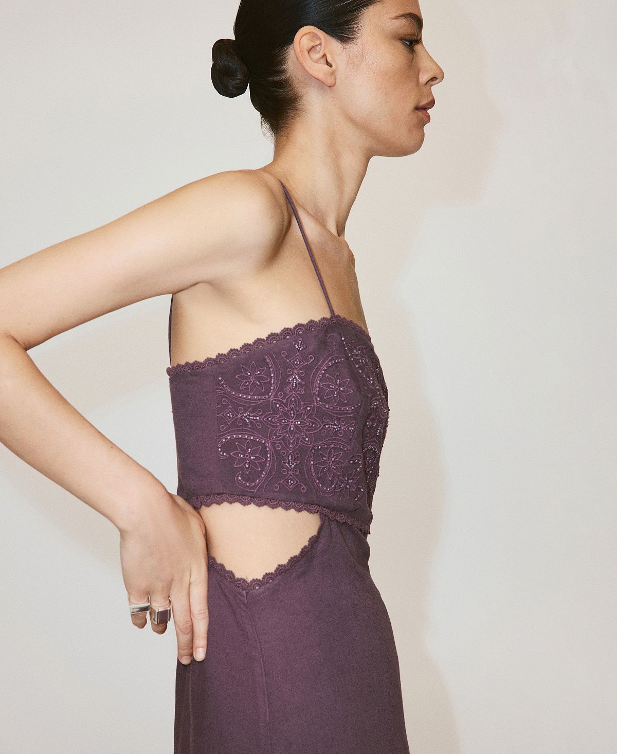 Mango Women's Cutout Embroidered Beaded Dress view 4 — MAYCSS fashion products