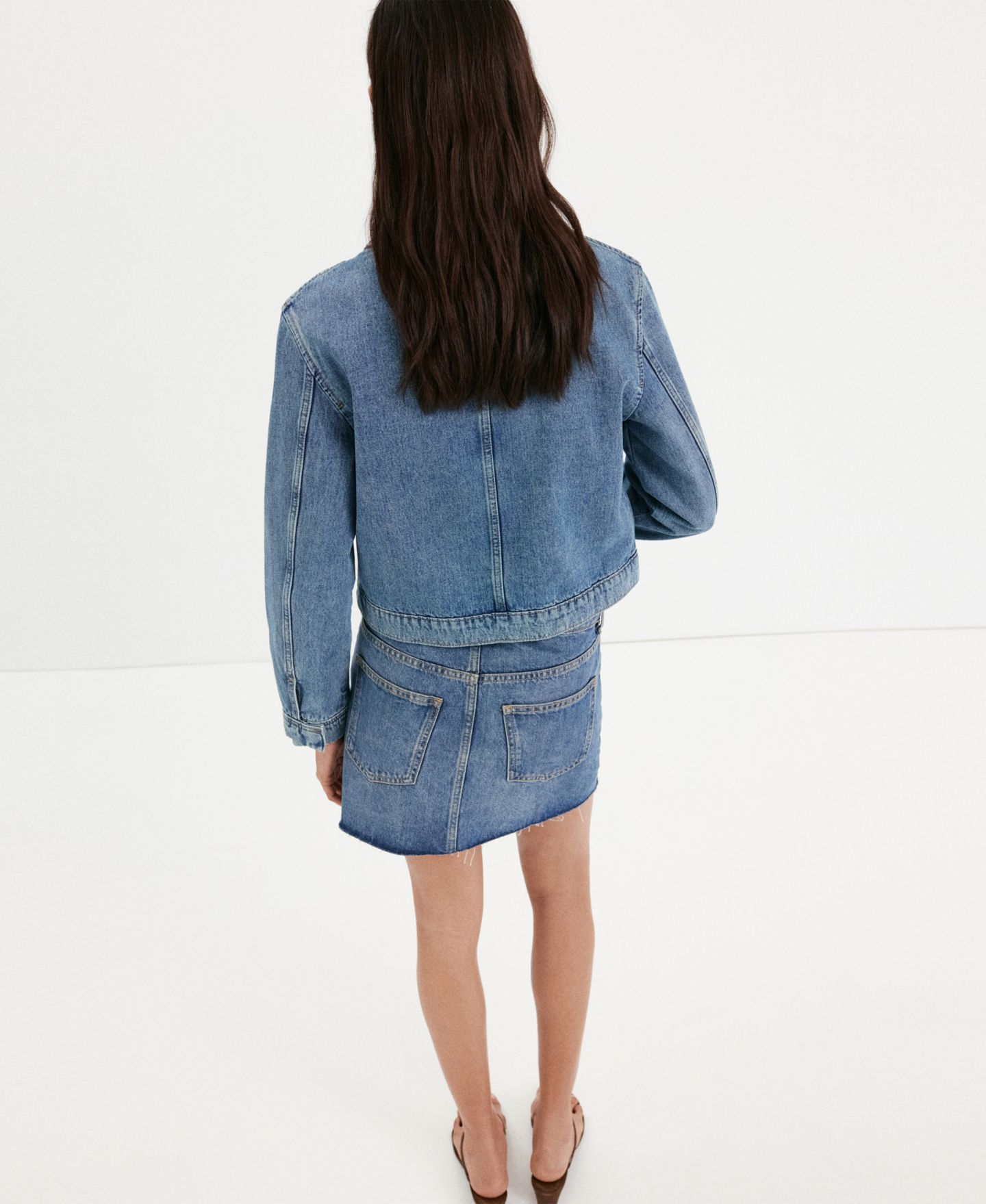 Женская куртка MANGO Toggle Detail Denim Jacket, цвет: Синий — фото 5
