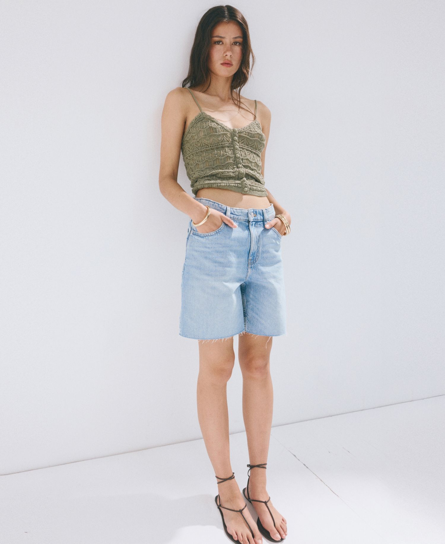 Women's Buttons Open-Knit Top