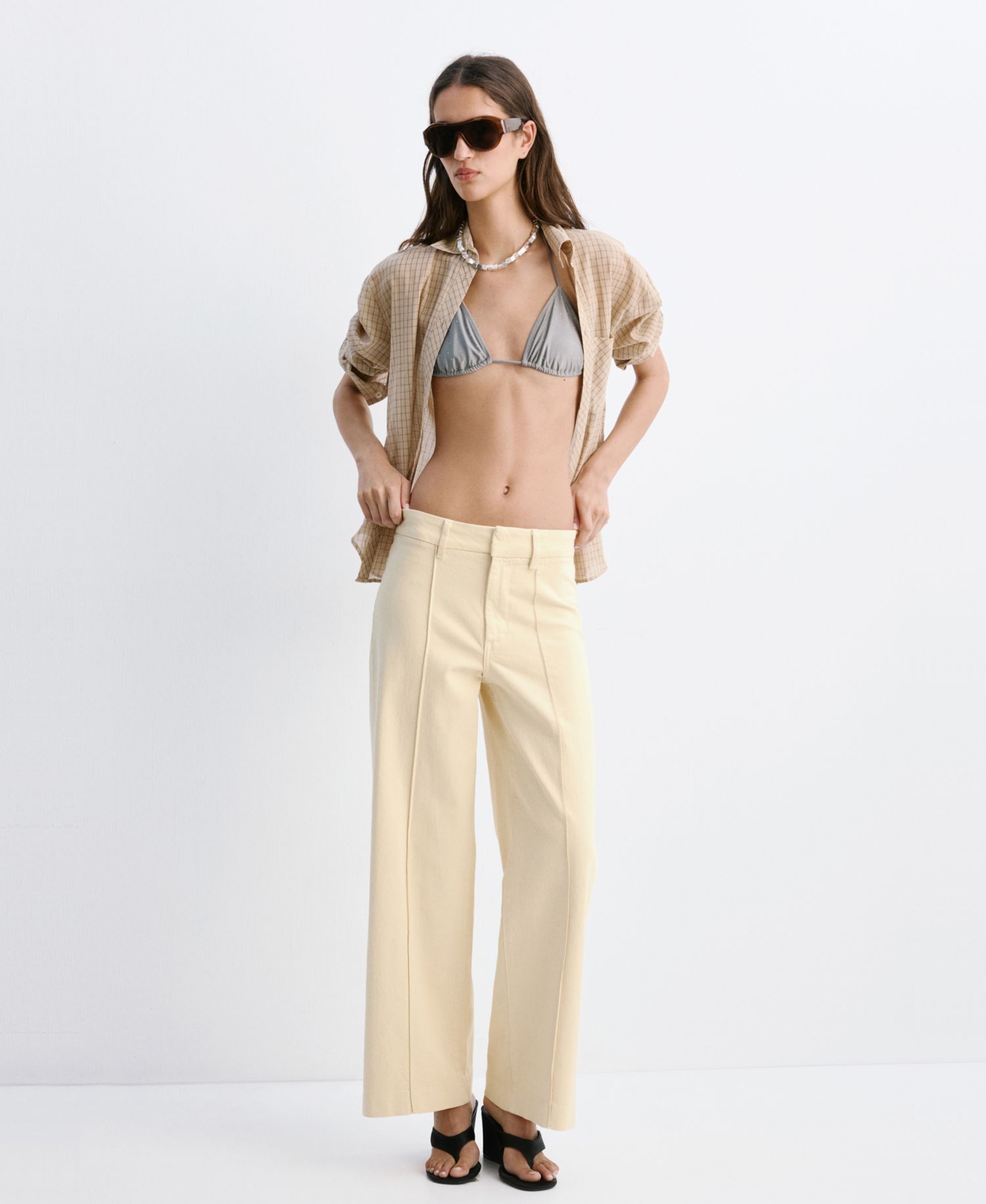 Women's Stitching High-Waisted Wide Leg Jeans