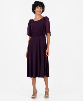 Petite Flutter-Sleeve Midi Dress