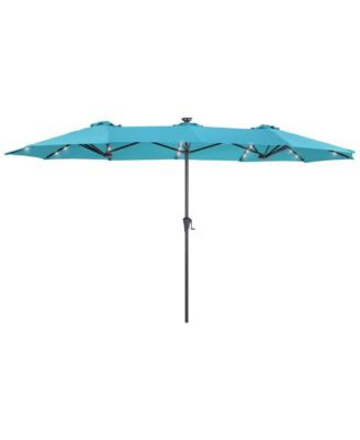 13 x 7.2feet Solar-Powered Double-Sided Patio Umbrella with Large Canopy Outdoor Table Umbrella for Garden, deck and pool