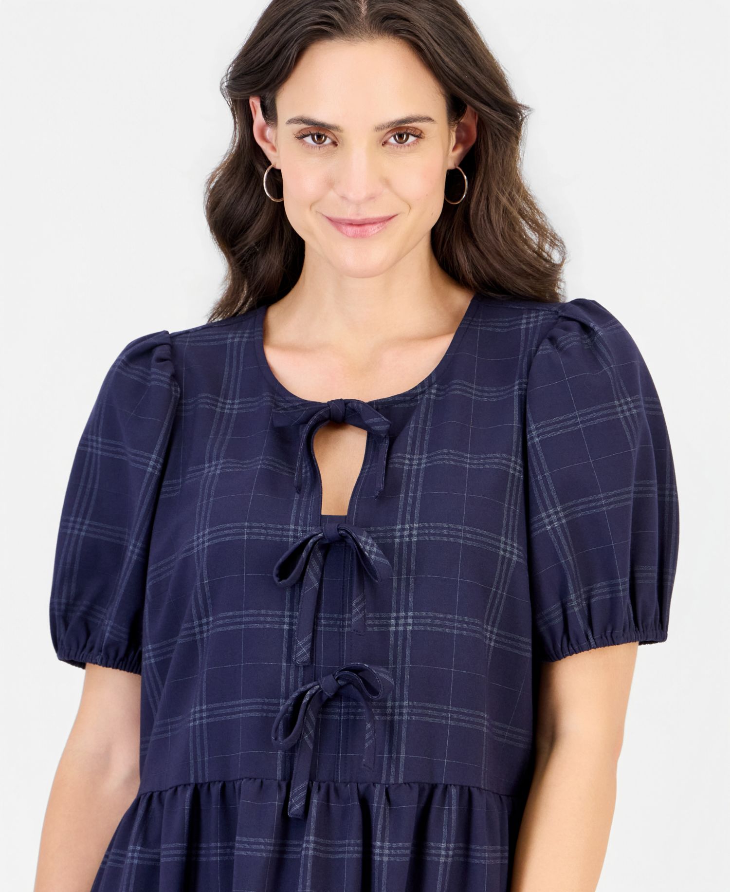 Petite Candlelight Peach Crewneck Short-Sleeve Dress with Pockets