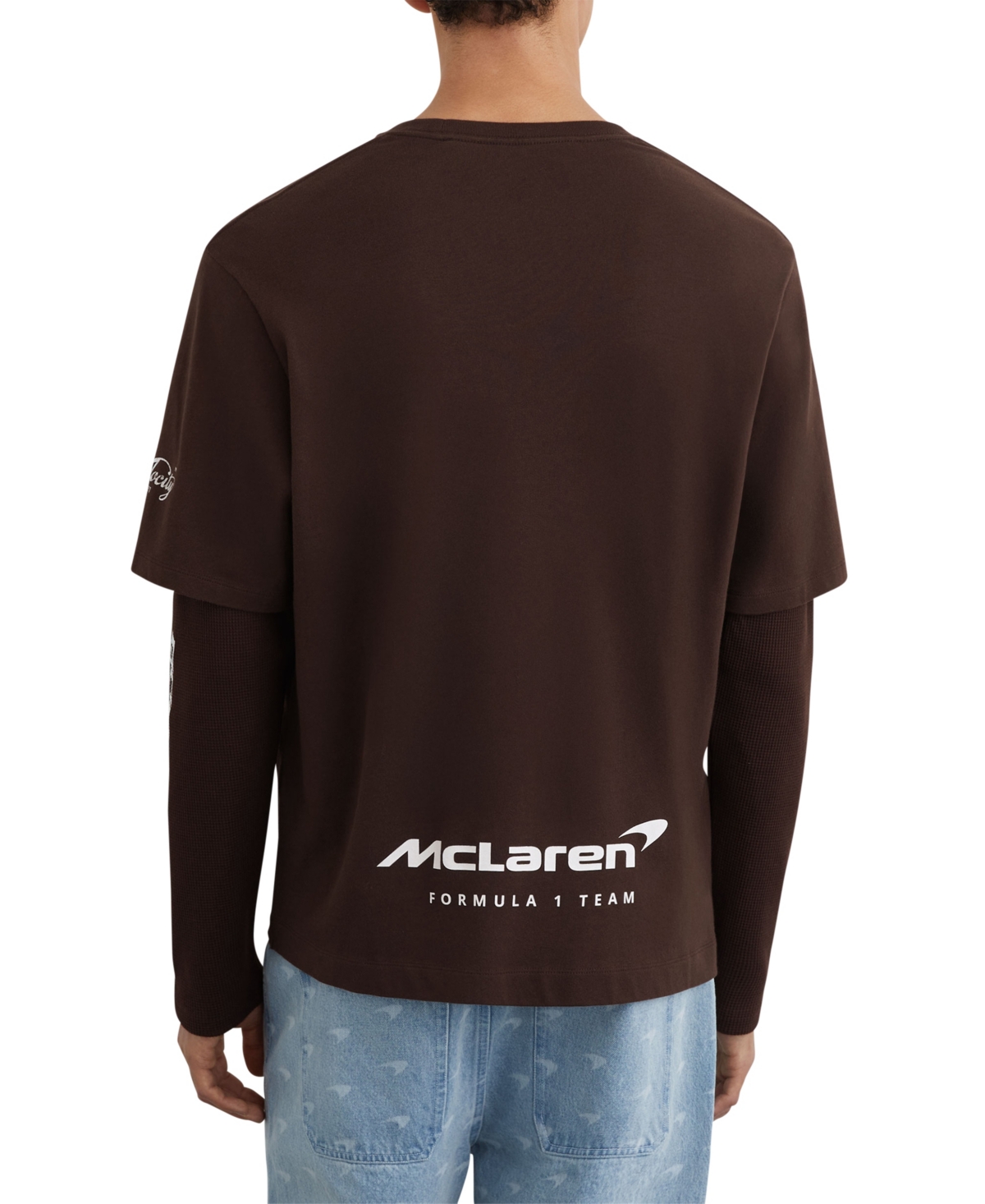 Reiss Men's Rovik McLaren Racing Double-Layer Relaxed T-Shirt Unisex-Fit