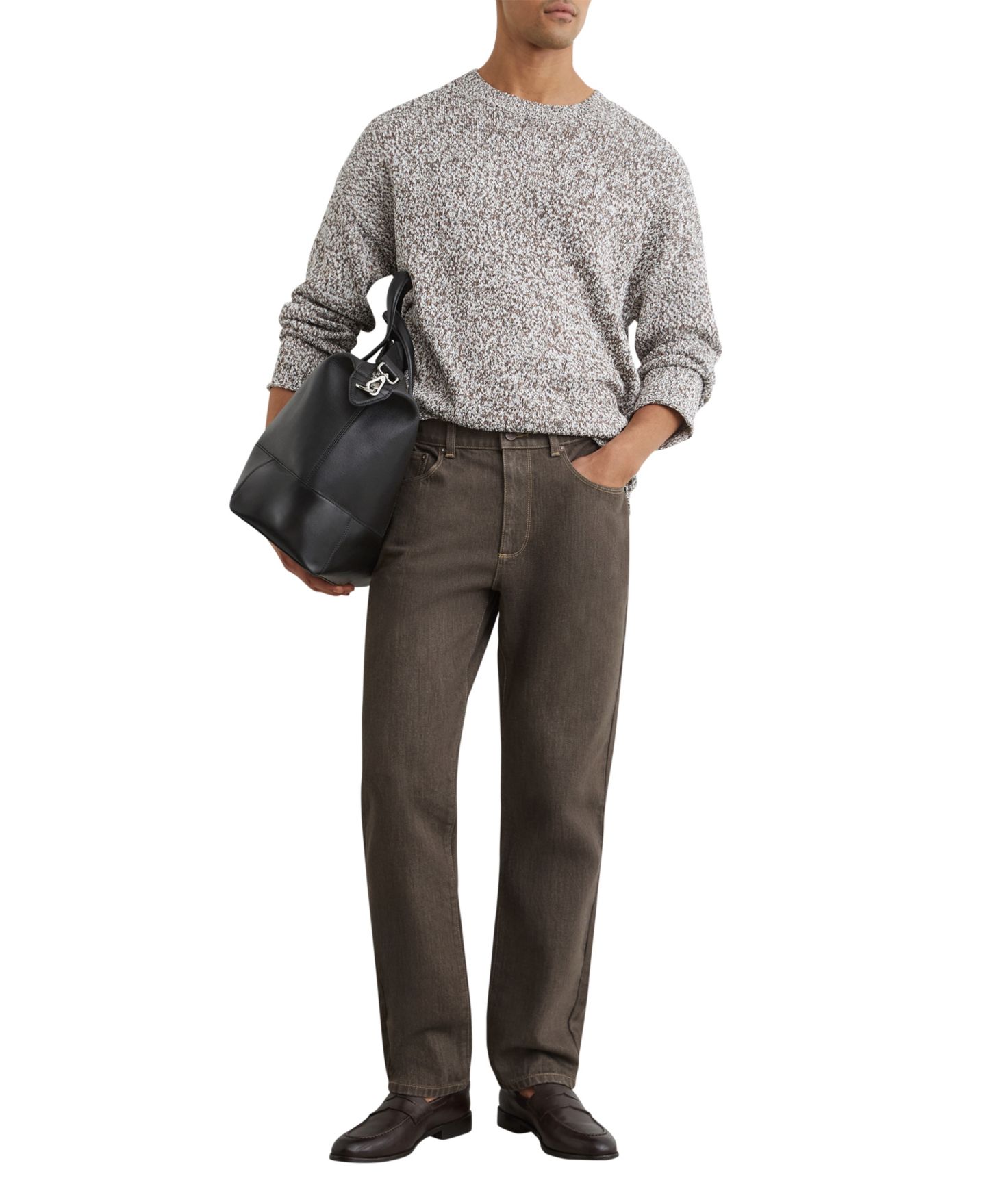 Мужские джинсы REISS Bishopsgate Straight-Leg, цвет: Коричневый — фото 4