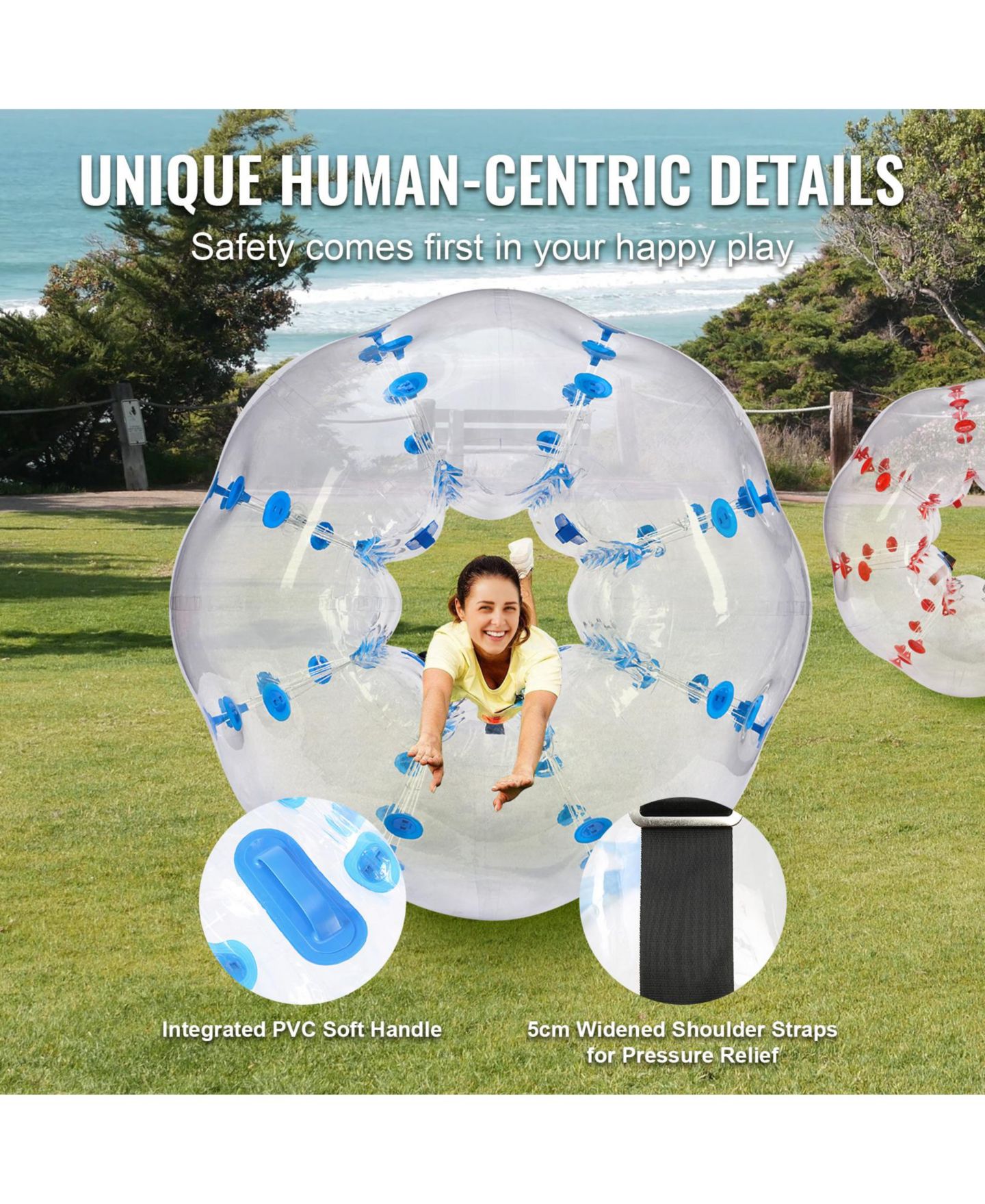 Детские игрушки VEVOR Sumo Zorb Balls 59.1" Diameter Inflatable Bumper Balls 2-Pack, Ages 7+ — фото 4