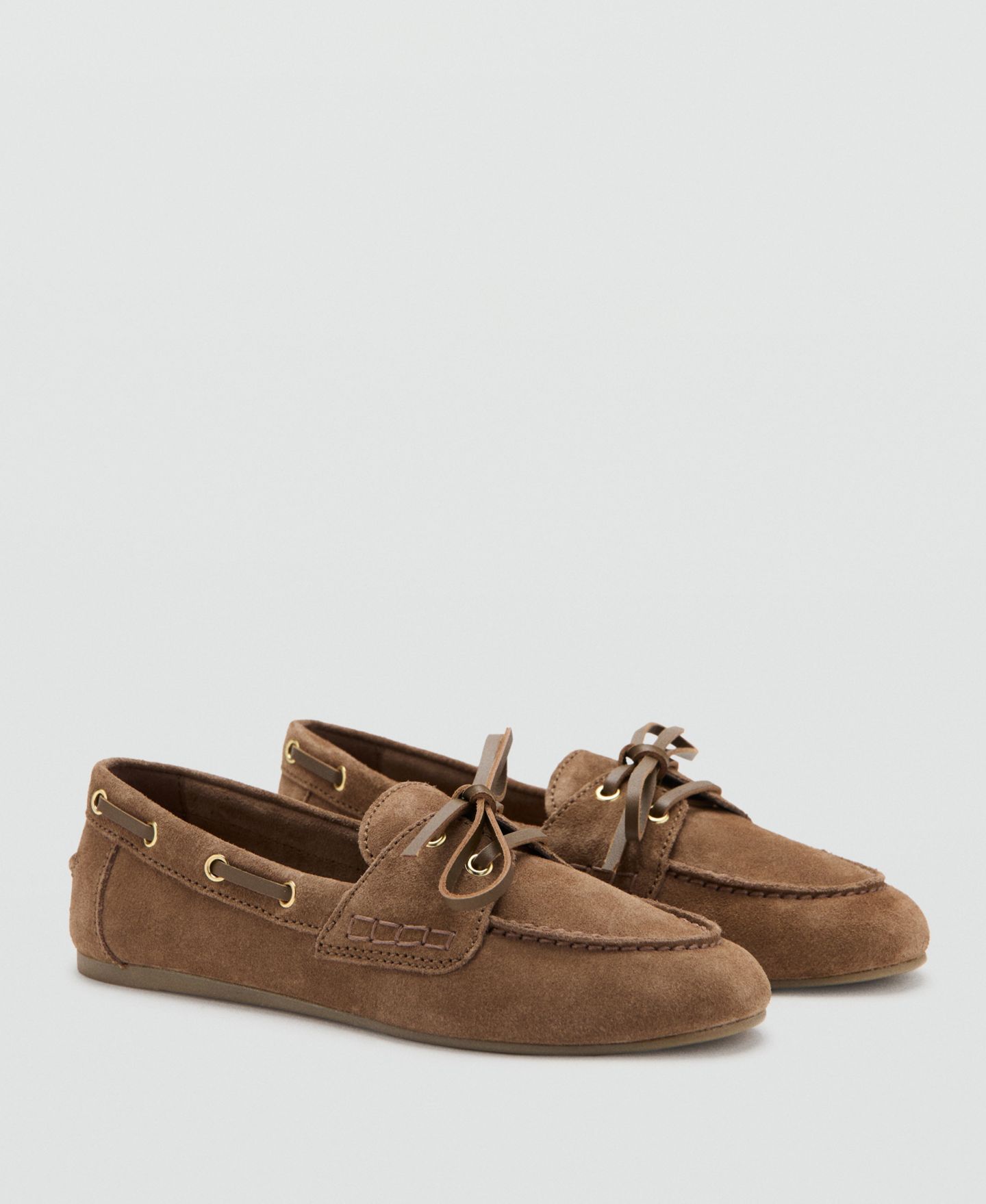 Женские туфли MANGO Suede Boat, цвет: Коричневый — фото 5