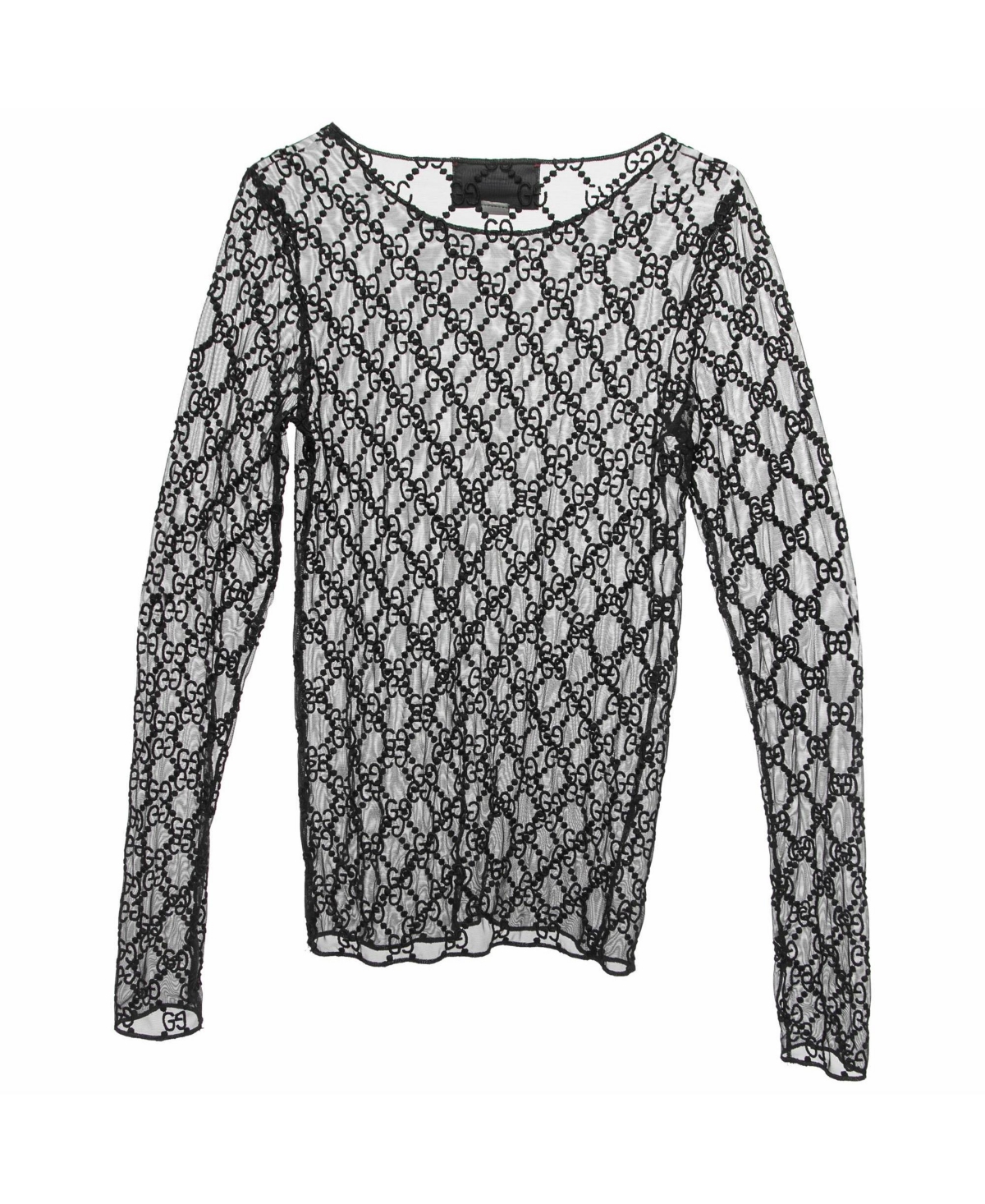Pre-Owned Gucci Women's Gg Monogram Embroidered Tulle Top