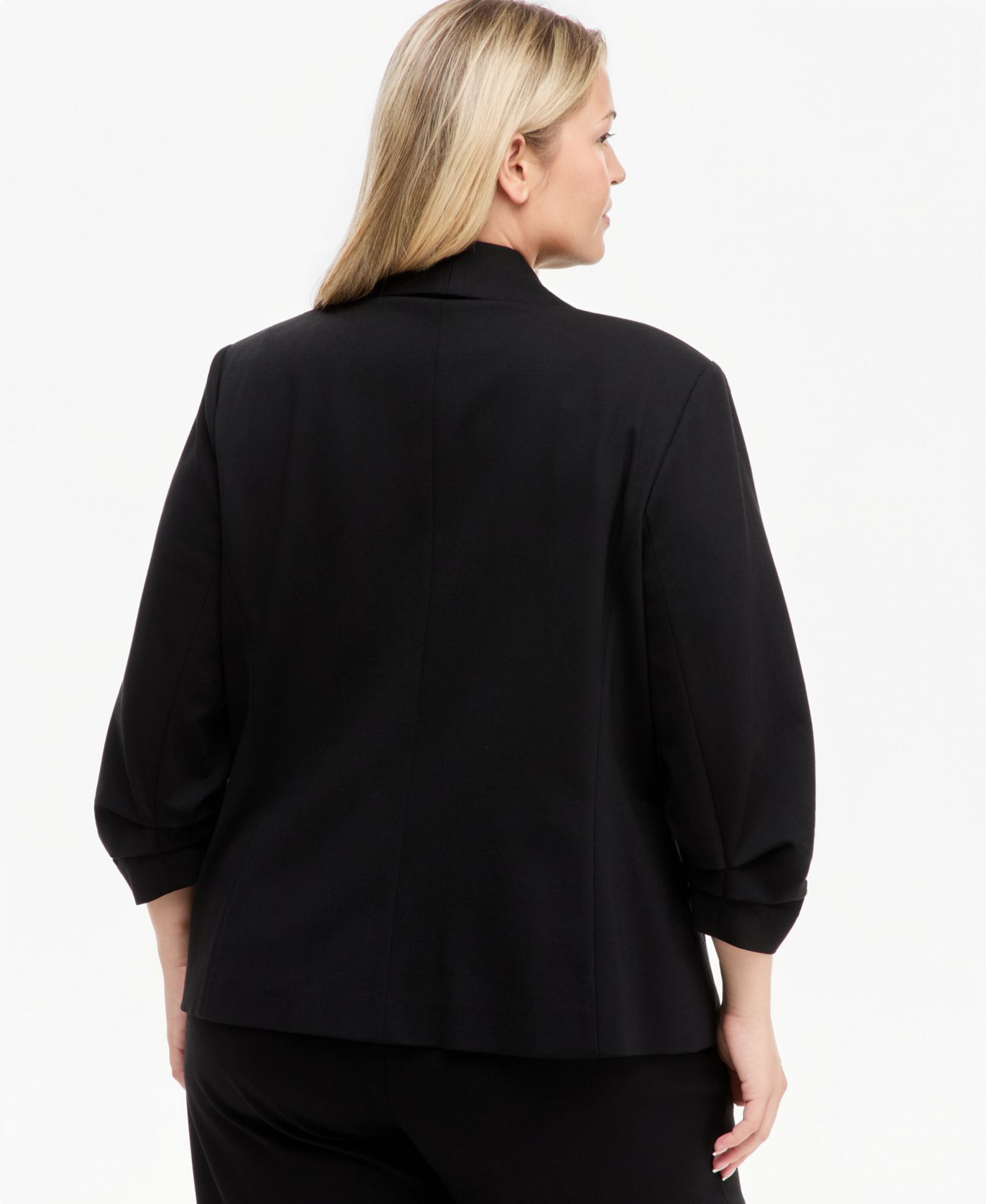 Plus Size 3/4-Sleeve Open Front Jacket