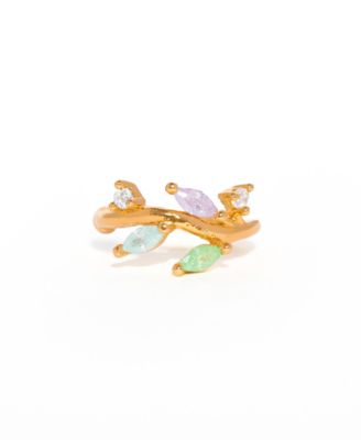 Crystal Pastel Leaf Ear Cuff
