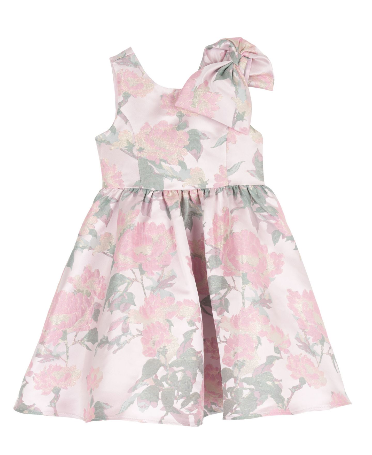 Платье Rare Editions Brocade Bow Shoulder Dress для девочек, цвет: Розовато-лиловый — фото 4