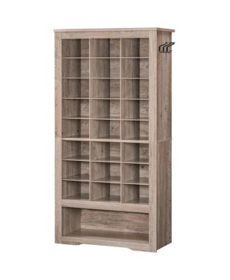 9-Tier Shoe Rack Cabinet with 24 Compartments and Hanging Hooks