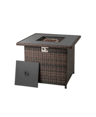 Patio Fire Pit Table Propane 50000 BTU with Glass Top for Outdoor Use