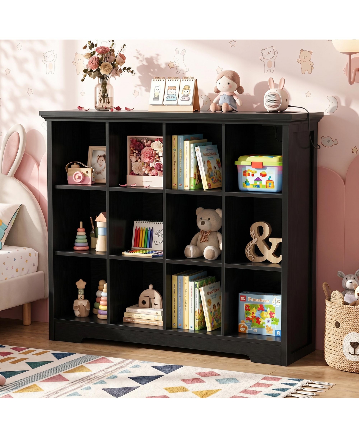Aheaplus -Cube Bookshelf with Charging Station