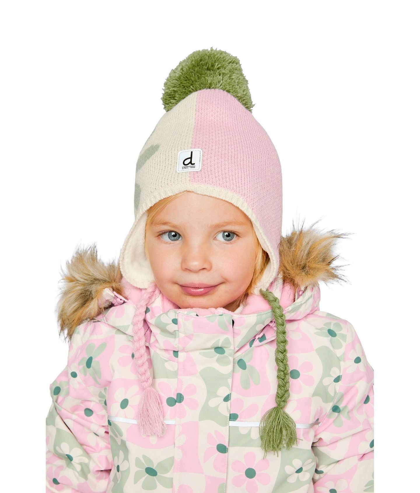 Шапка Deux par Deux Winter Peruvian Knit Hat для девочек, цвет: Розовый / Зелёный — фото 2