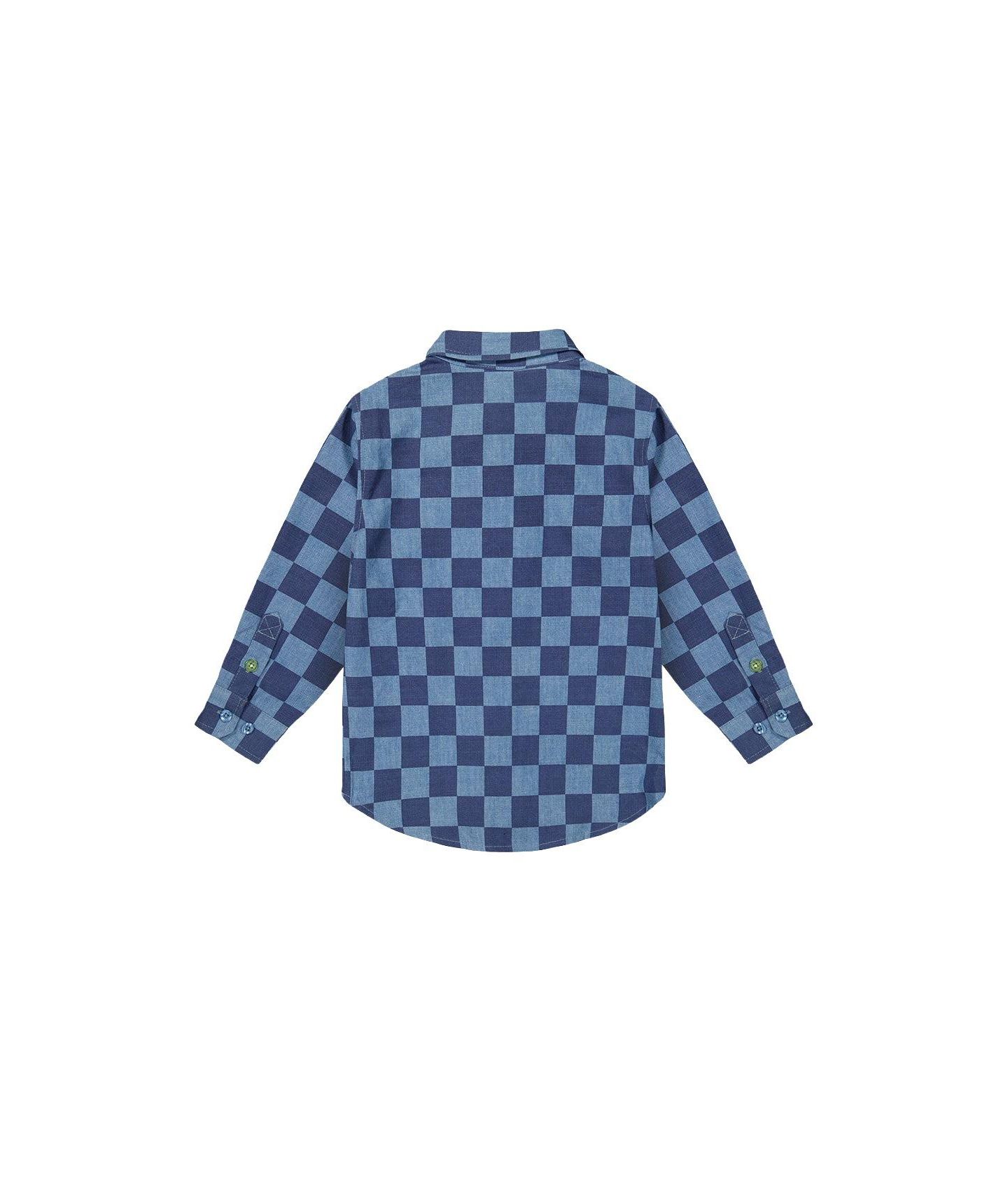 Рубашка Deux par Deux Chambray Shirt для мальчиков, цвет: Синий с принтом — фото 7