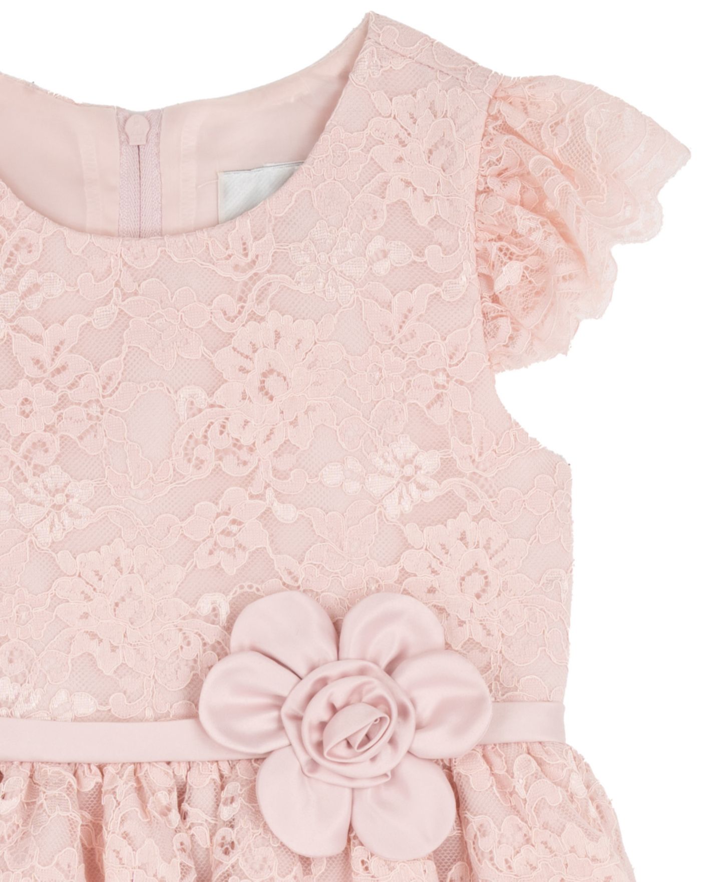 Платье Rare Editions Lace Flutter Sleeve Dress для девочек, цвет: Пудровый — фото 6