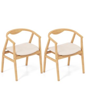 Set of 2 Leisure Bamboo Armchair Accent Chair With Curved Back and Bamboo Structure