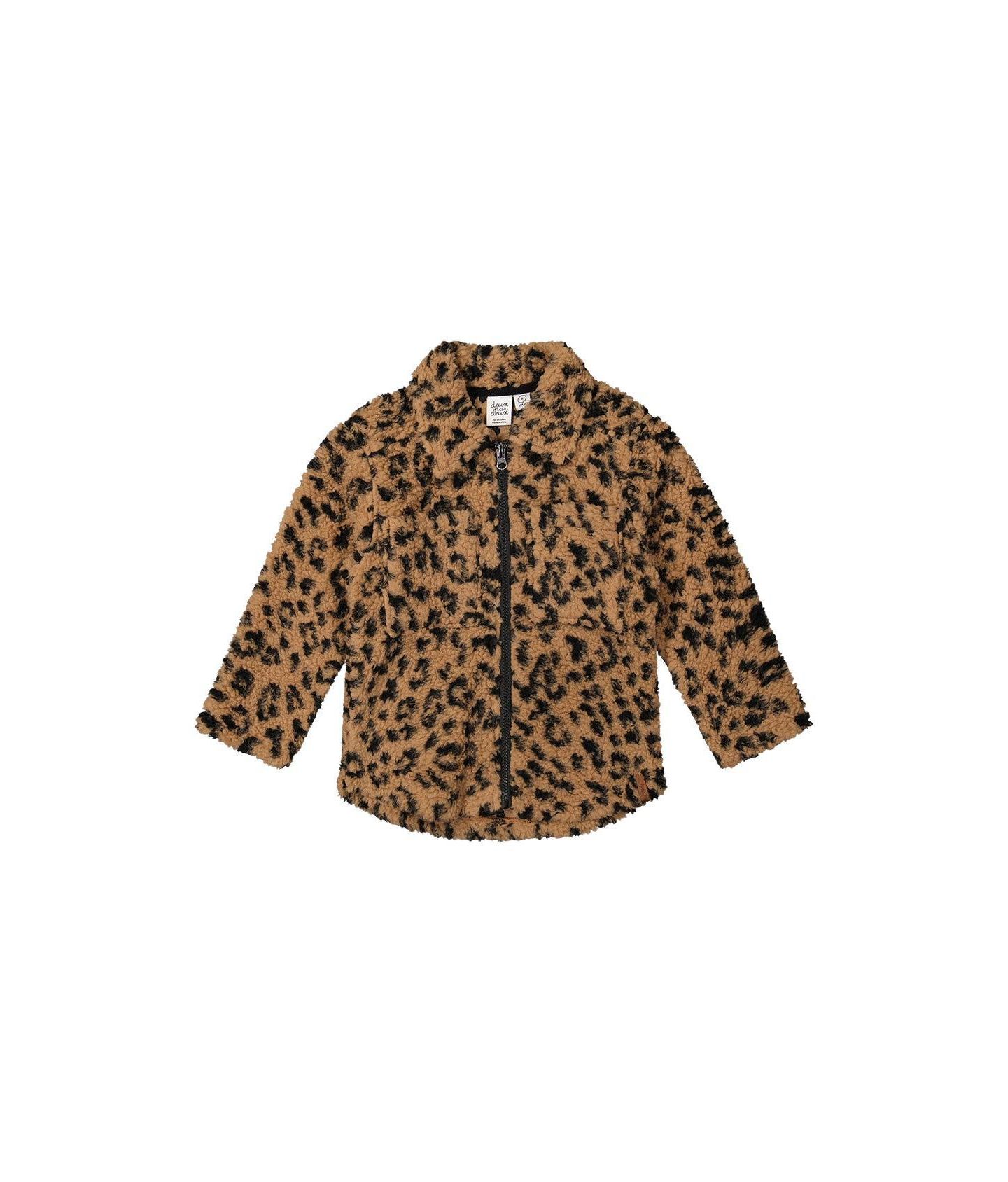 Рубашка Deux par Deux Zipped Sherpa Overshirt with Chest Pockets Leopard Fur для девочек, цвет: Леопардовый — фото 1