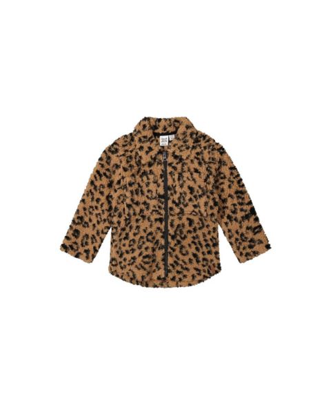Рубашка Deux par Deux Zipped Sherpa Overshirt with Chest Pockets Leopard Fur для девочек, цвет: Леопардовый