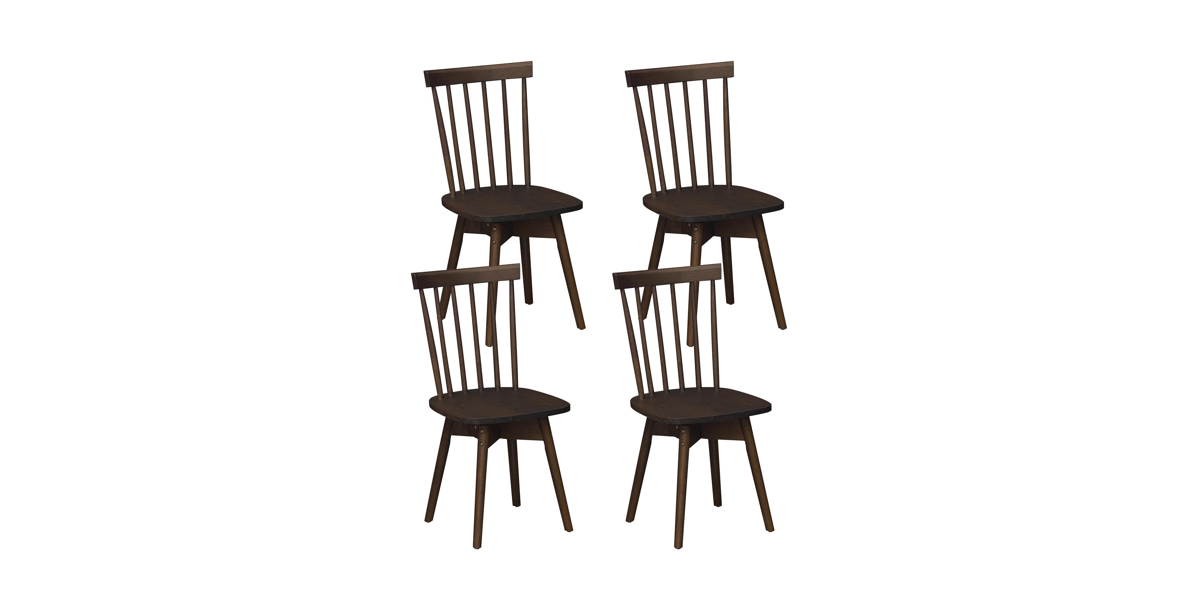 Gymax Dining Chairs Set of 4 Mid Century Rubber Wood Kitchen With Swivel Seat
