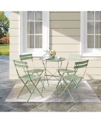 5-Piece Outdoor/Indoor Folding Patio Set, Space Saving Solid Steel 4 Chair Patio Furniture Set with Table for Balcony, Porch
