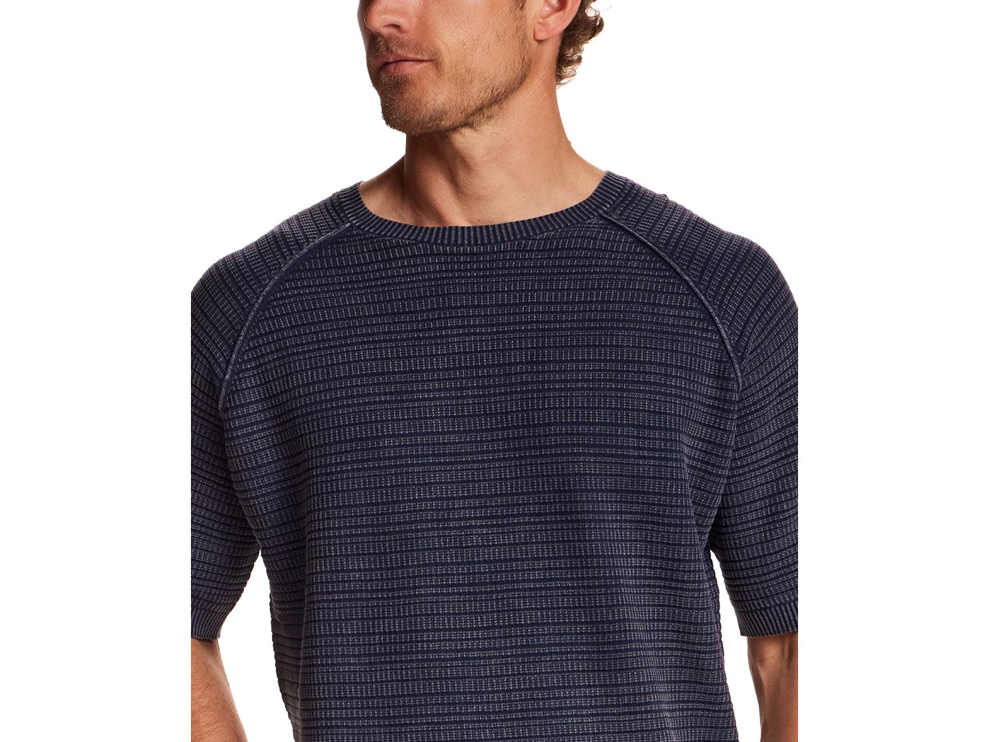 Мужской свитер Weatherproof Vintage ' Vertical Dash Crewneck, цвет: Синий — фото 4