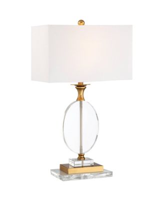 Valerie Modern Table Lamp with Clear Acrylic Riser 28" Tall Clear Crystal Fabric Shade for Bedroom Living Room Bedside Home