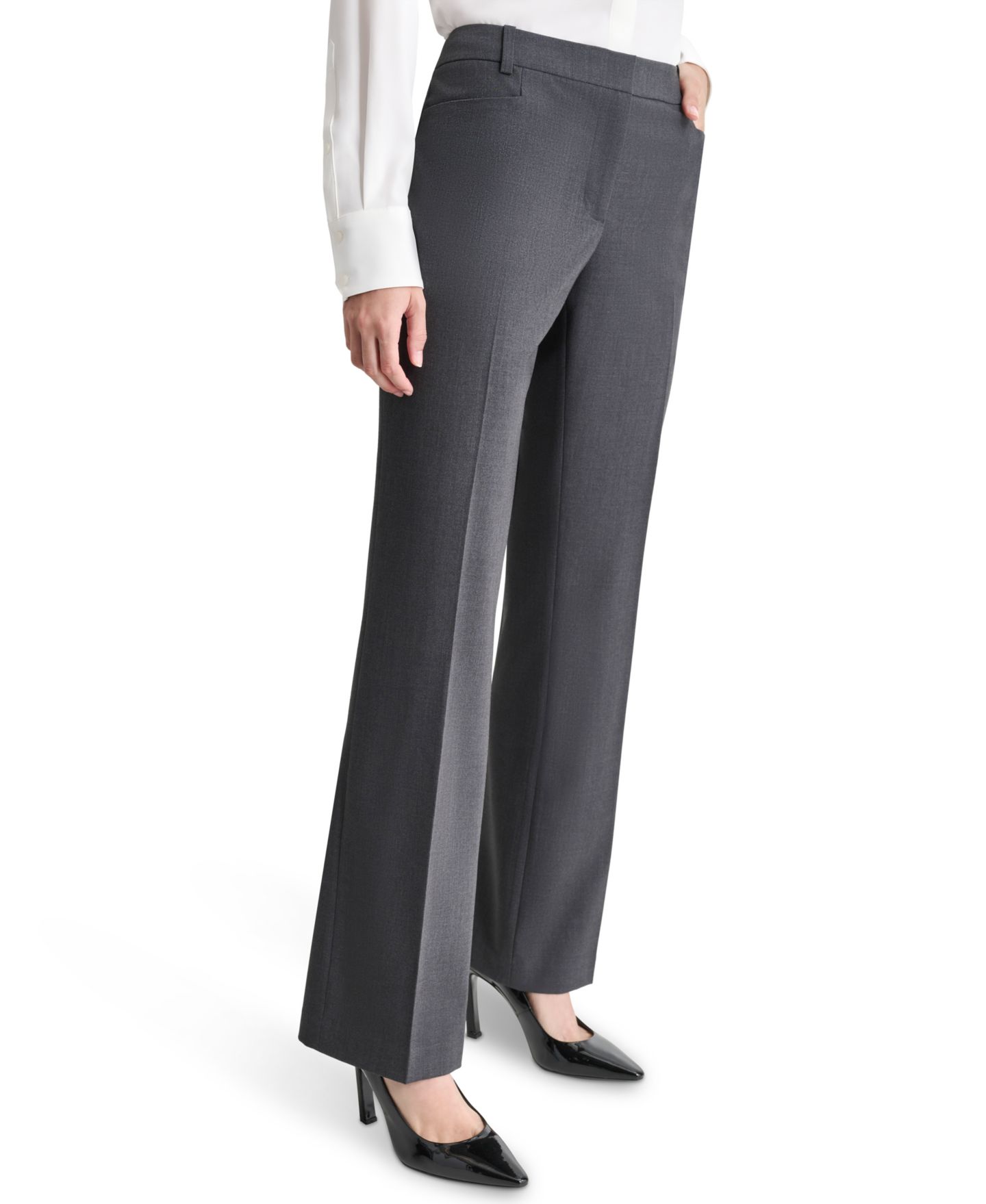 Женские брюки DKNY Petite High-Rise Straight-Leg, цвет: Угольный — фото 3