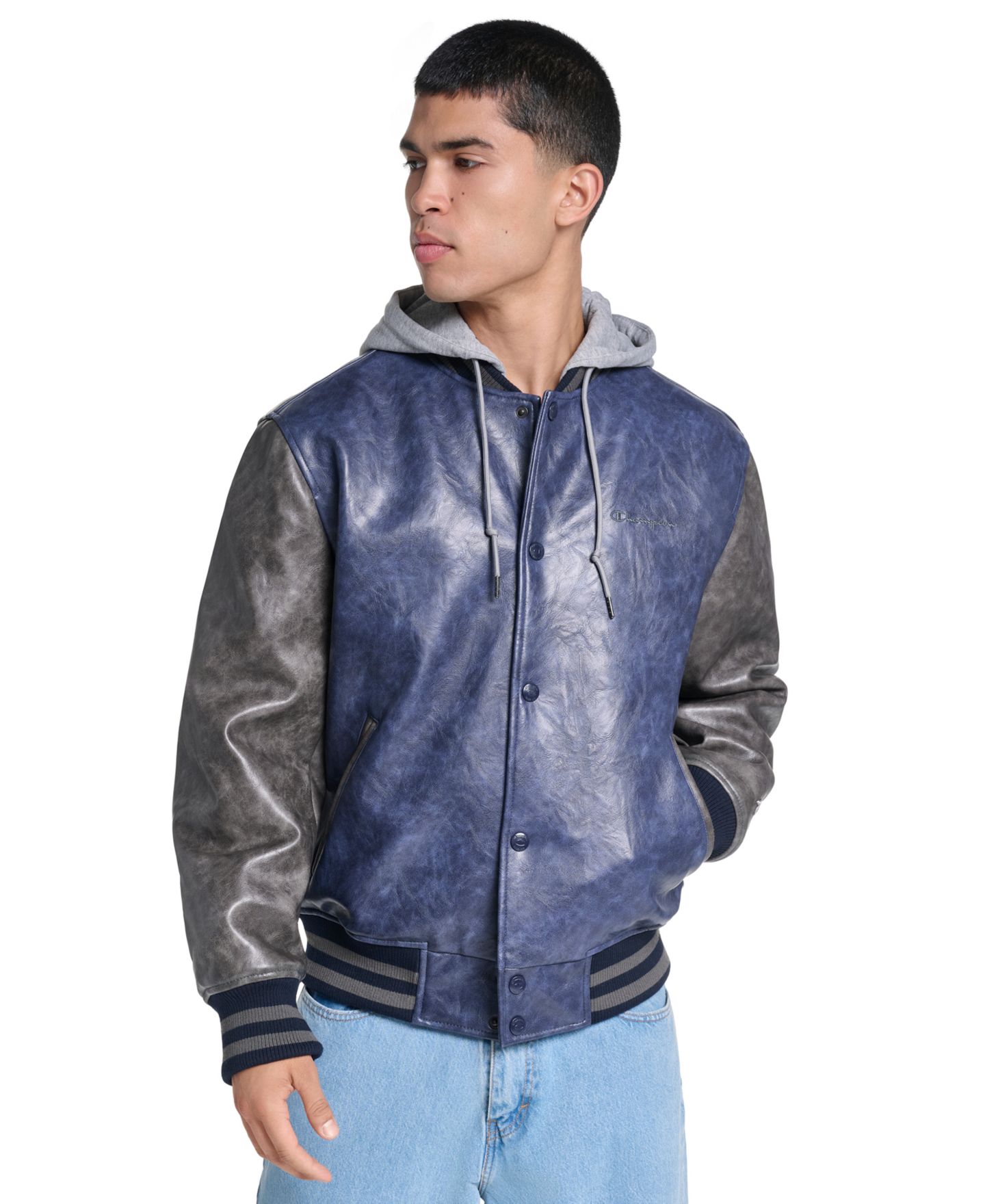 Мужская куртка Champion Varsity Full-Zip, цвет: Тёмно-синий / Угольный — фото 1