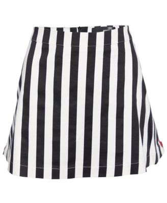 Women's Cotton Contrast Zip Detail Mini Skirt