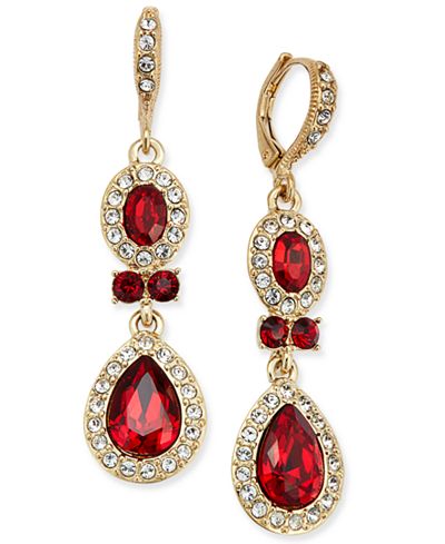 Givenchy Gold-Tone Double-Drop Crystal Earrings